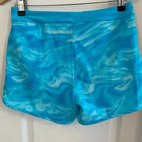 Lands End Girls Blue Tie Dye Swimsuit Board Shorts - Picture 4 of 5
